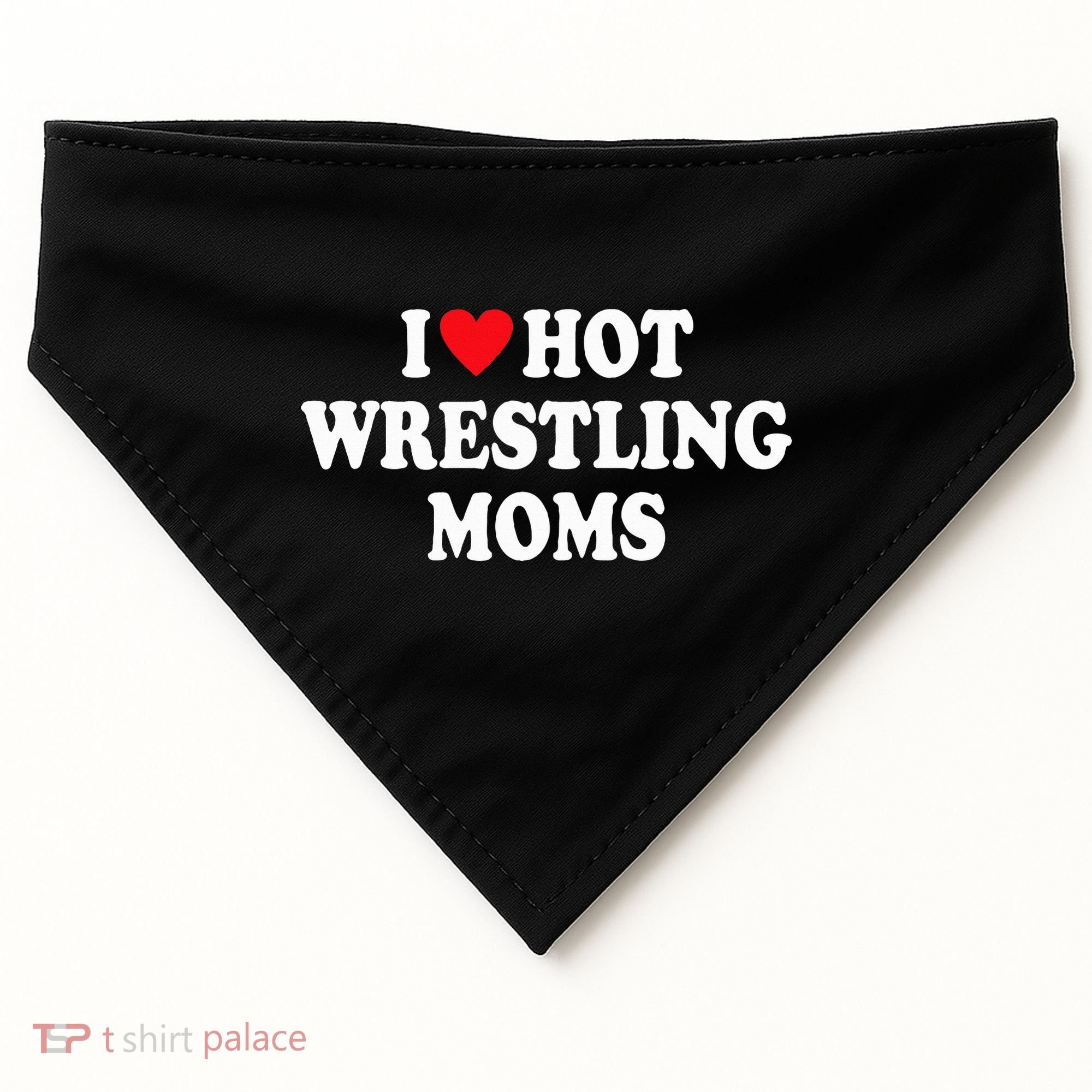 I Love Hot Wrestling Moms Groovy  USA-Made Doggie Bandana