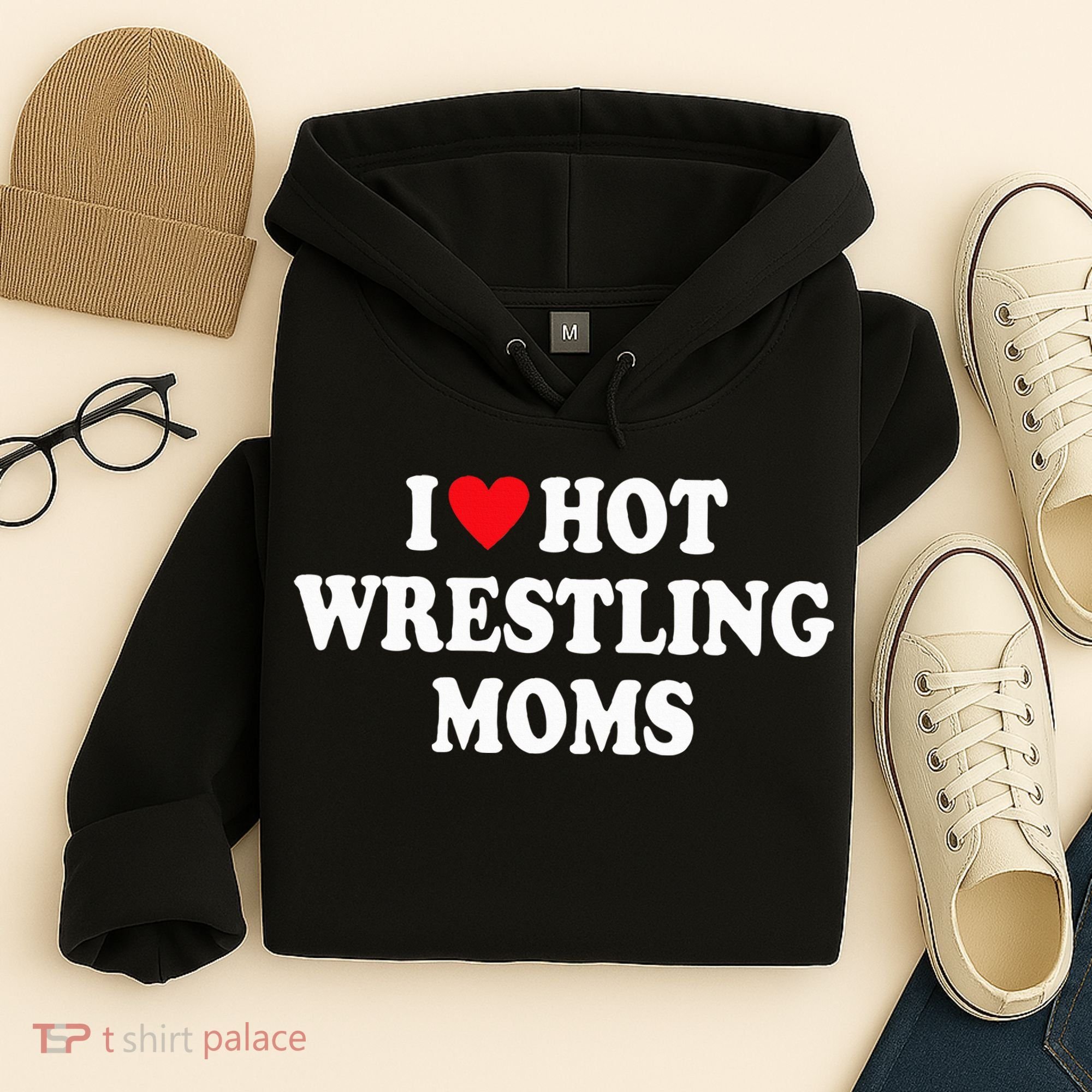 I Love Hot Wrestling Moms Groovy  Hoodie
