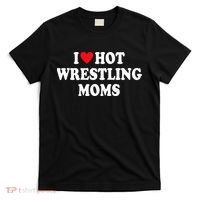 I Love Hot Wrestling Moms Groovy  T-Shirt thumb 0