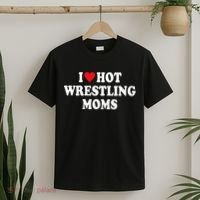 I Love Hot Wrestling Moms Groovy  T-Shirt thumb 2