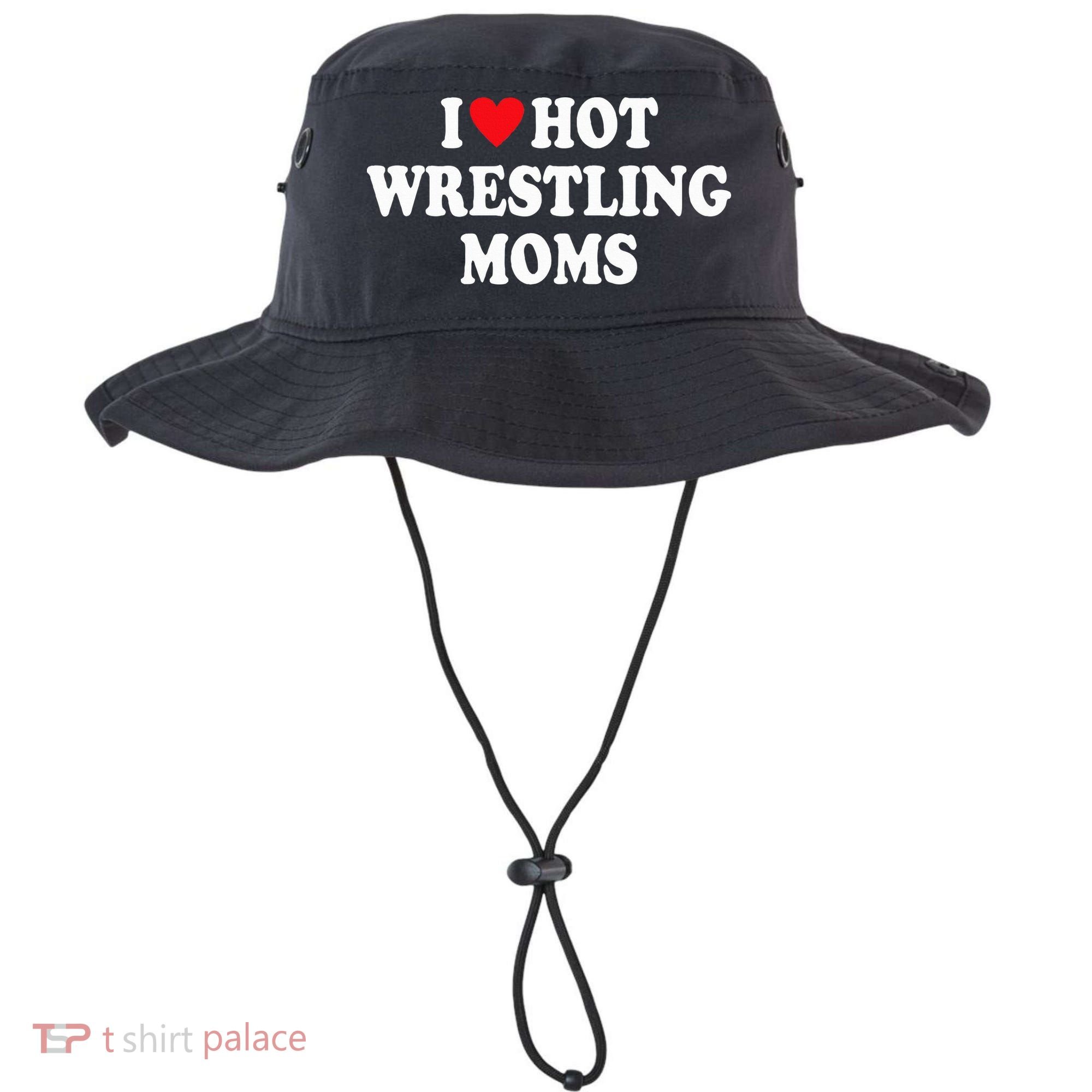 I Love Hot Wrestling Moms Groovy  Bucket Hat