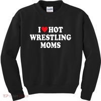 I Love Hot Wrestling Moms Groovy  Kids Sweatshirt thumb 0