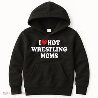 I Love Hot Wrestling Moms Groovy  Kids Hoodie thumb 0