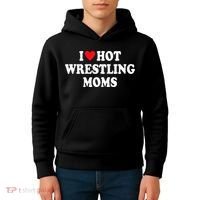 I Love Hot Wrestling Moms Groovy  Kids Hoodie thumb 4