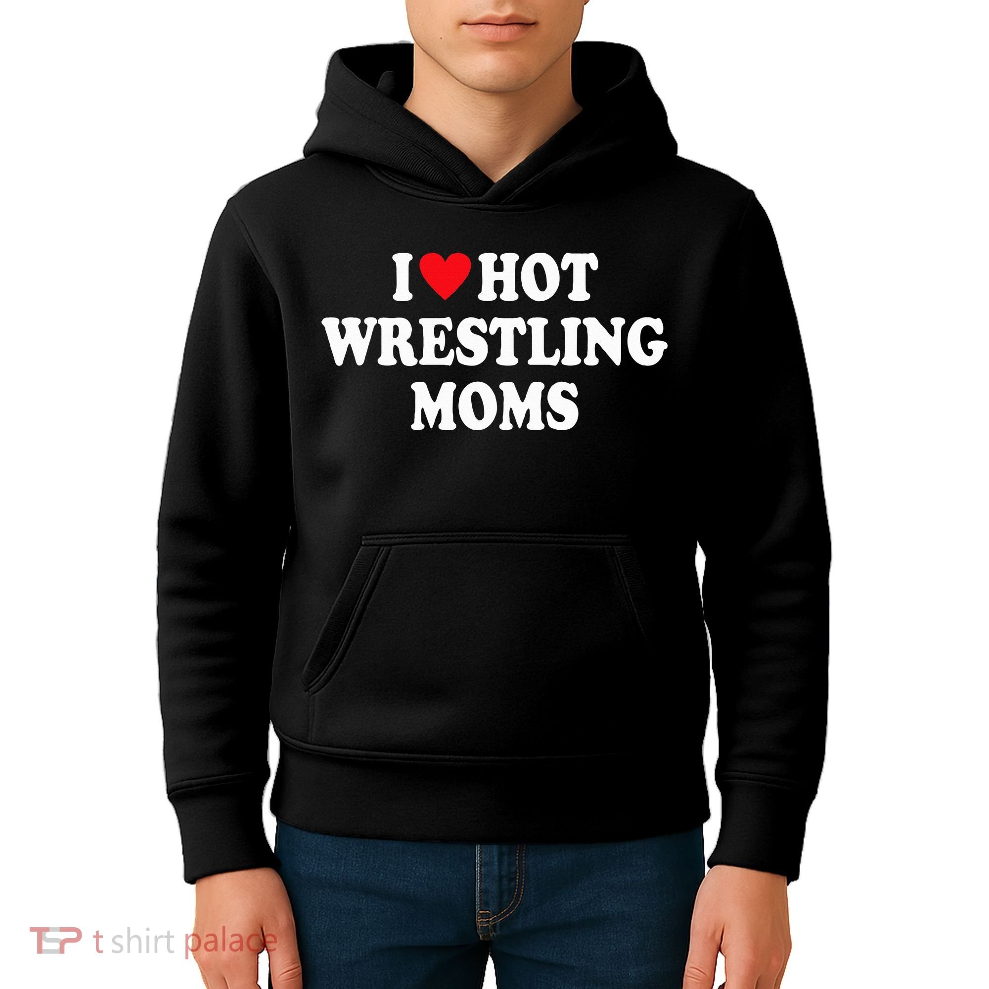 I Love Hot Wrestling Moms Groovy  Kids Hoodie