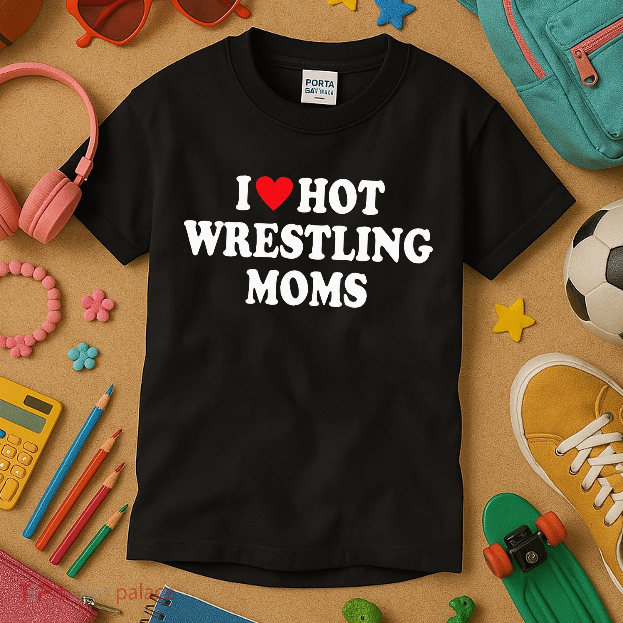 I Love Hot Wrestling Moms Groovy  Kids T-Shirt