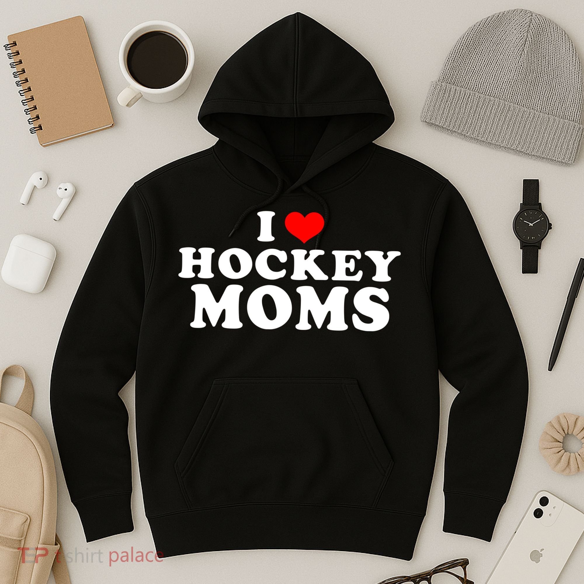I Love Hockey Mom Funny Hoodie