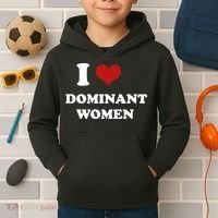 I Love Heart Dominant Women Funny Meme Kids Hoodie thumb 2