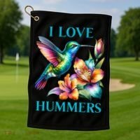 I Love Hummers Hummingbird  Golf Towel thumb 1
