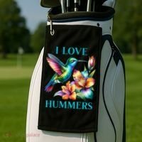 I Love Hummers Hummingbird  Golf Towel thumb 2
