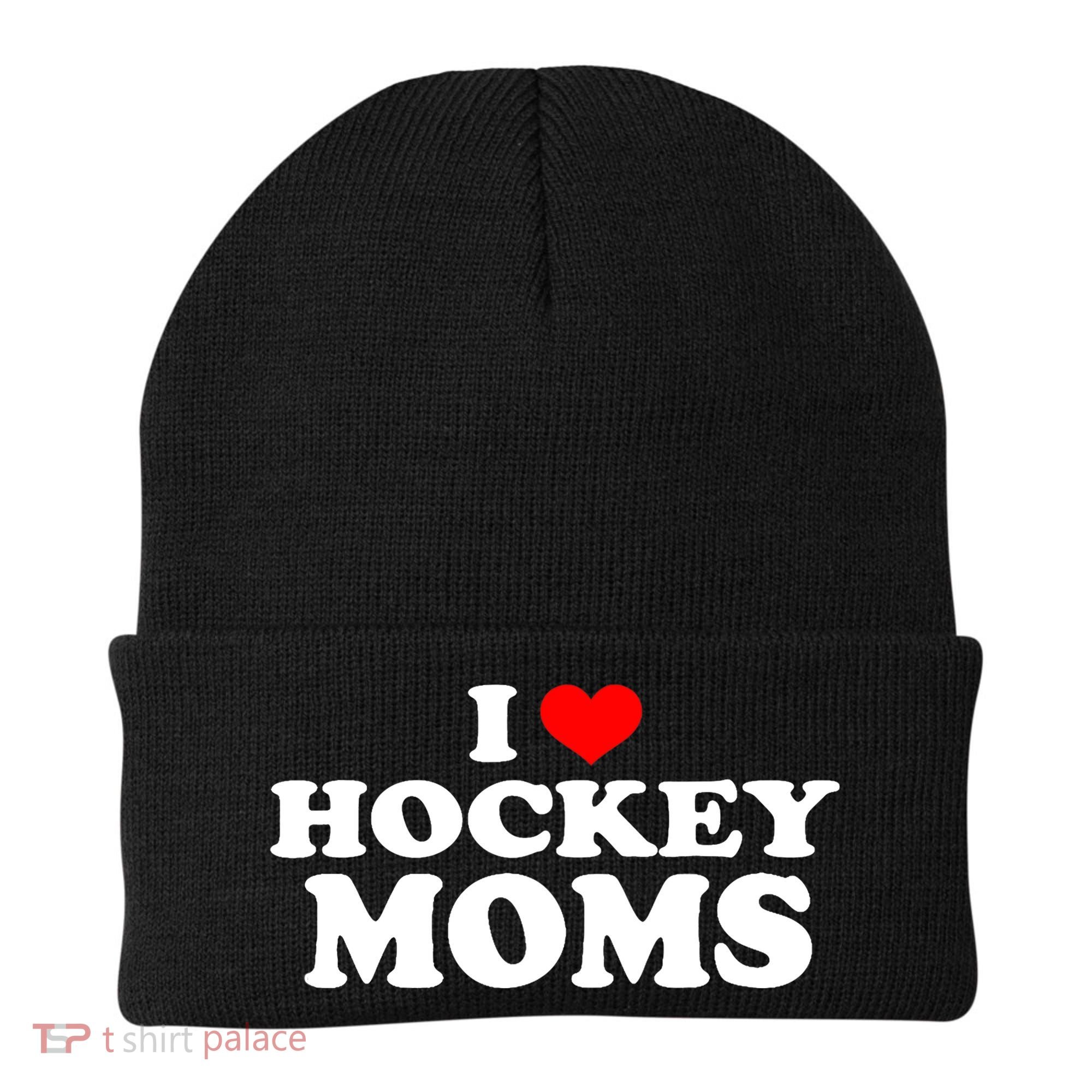 I Love Hockey Moms Funny Beanie