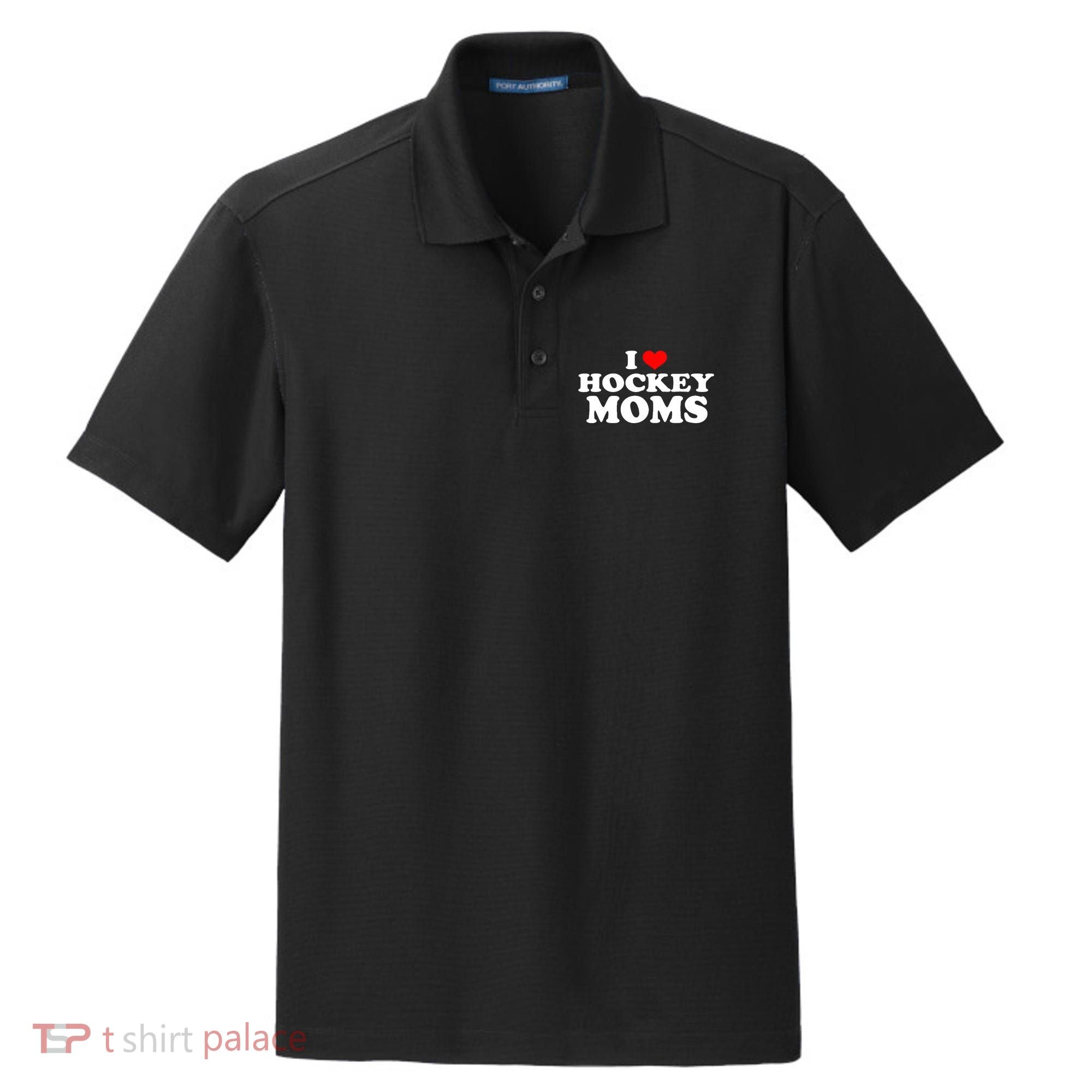I Love Hockey Moms Funny Dry Zone Grid Polo