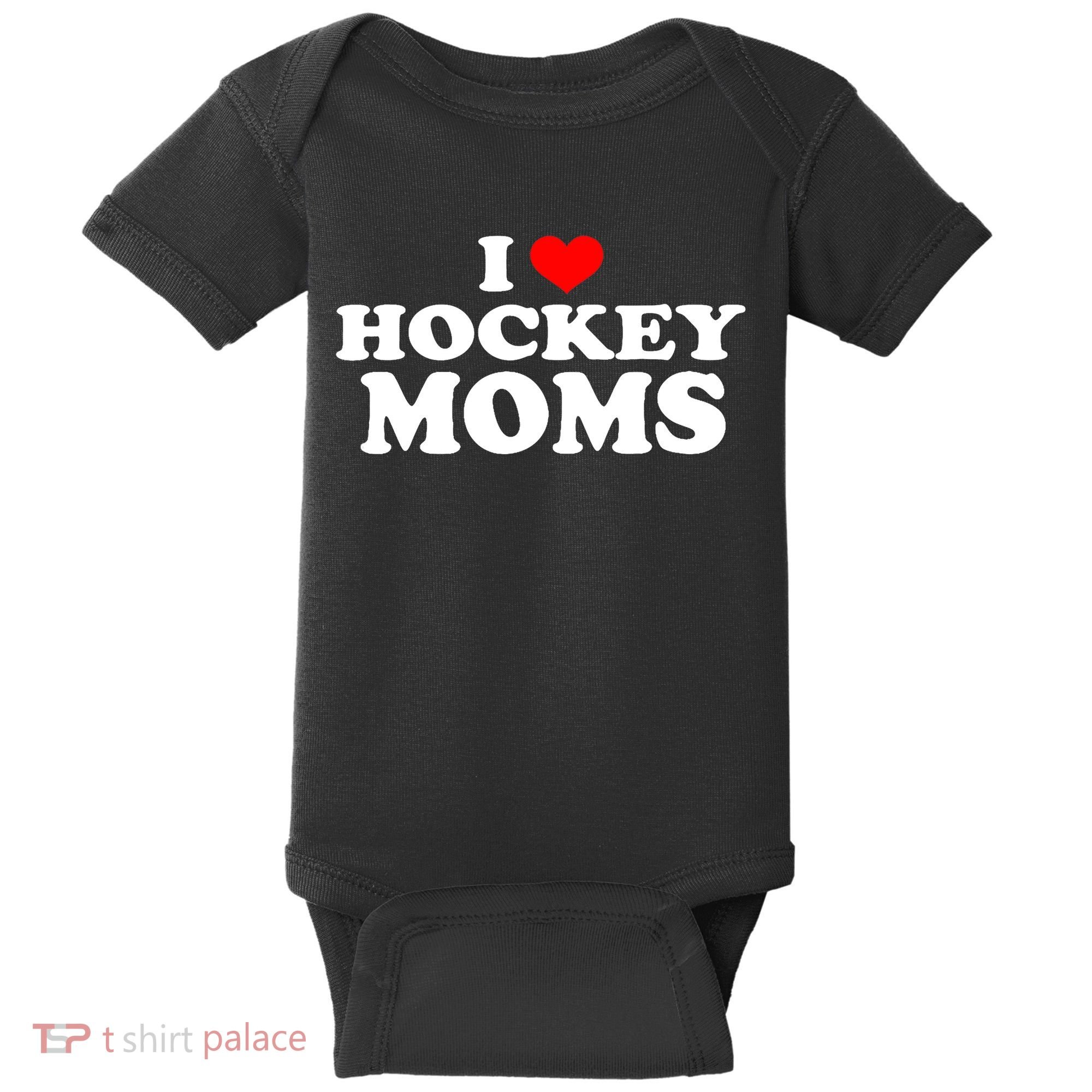 I Love Hockey Moms Funny Baby Bodysuit