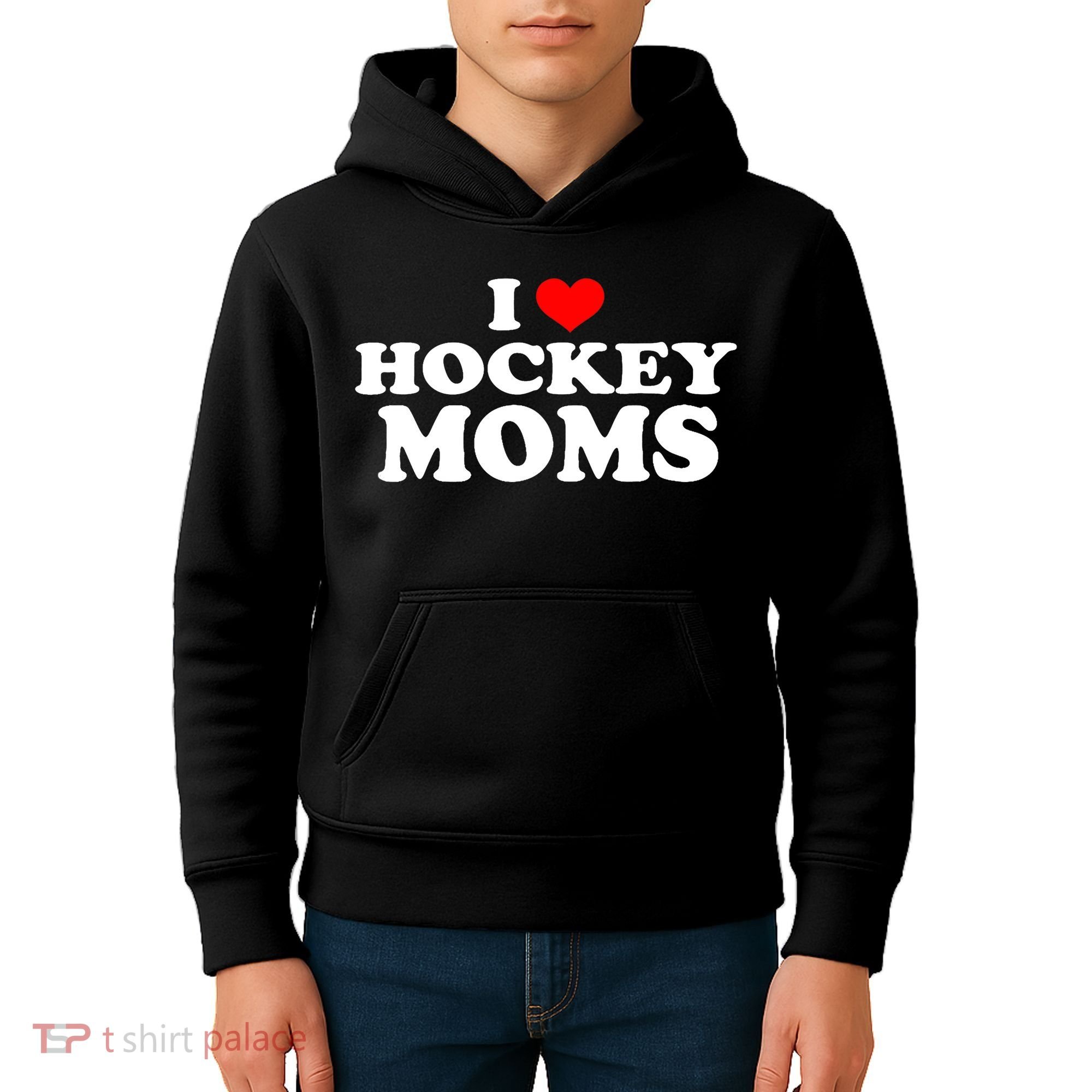 I Love Hockey Moms Funny Kids Hoodie