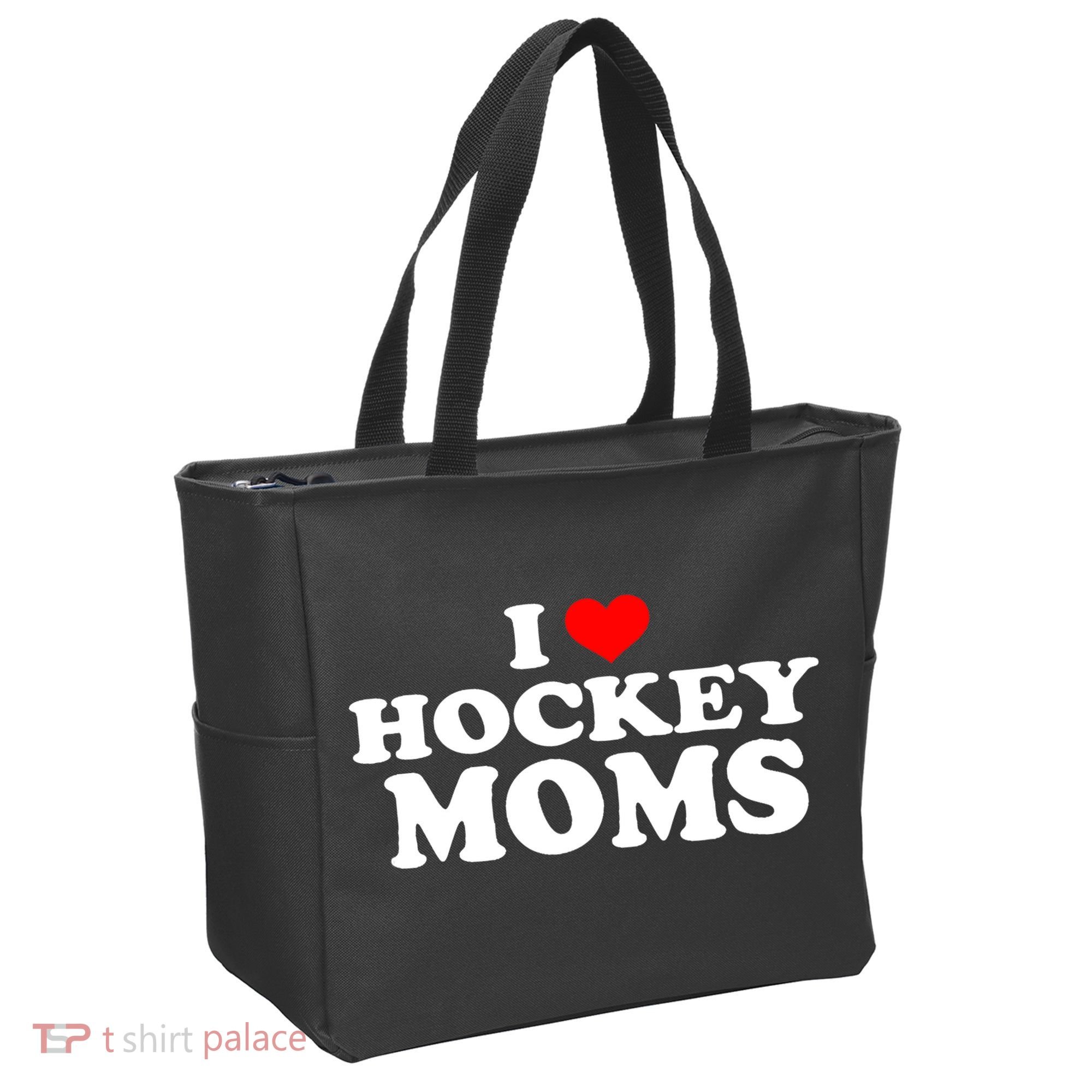 I Love Hockey Moms Funny Tote Bag