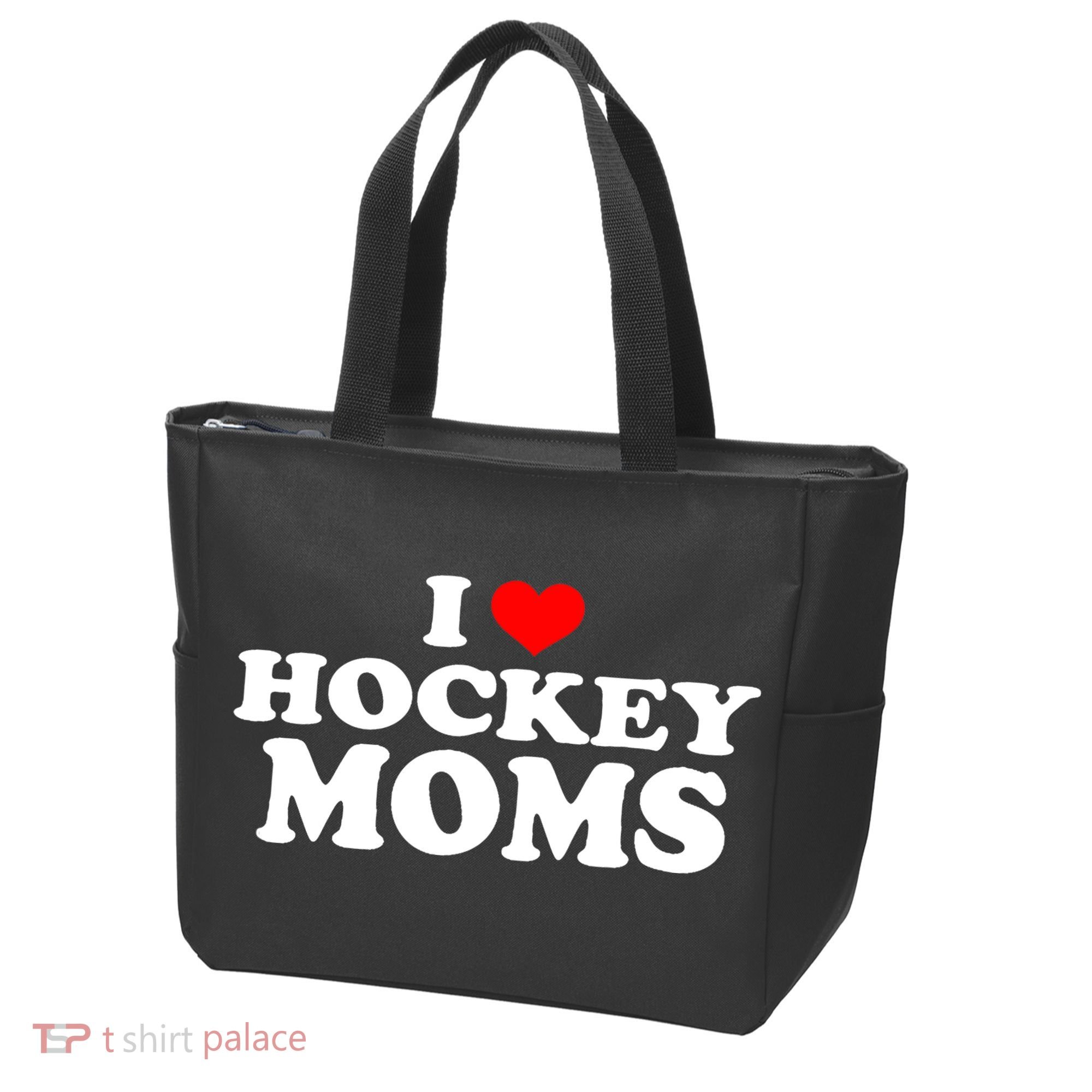 I Love Hockey Moms Funny Tote Bag