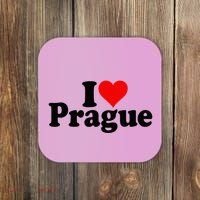 I Love Heart Prague Czech Republic Praha Coaster thumb 0
