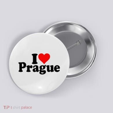 I Love Heart Prague Czech Republic Praha Button
