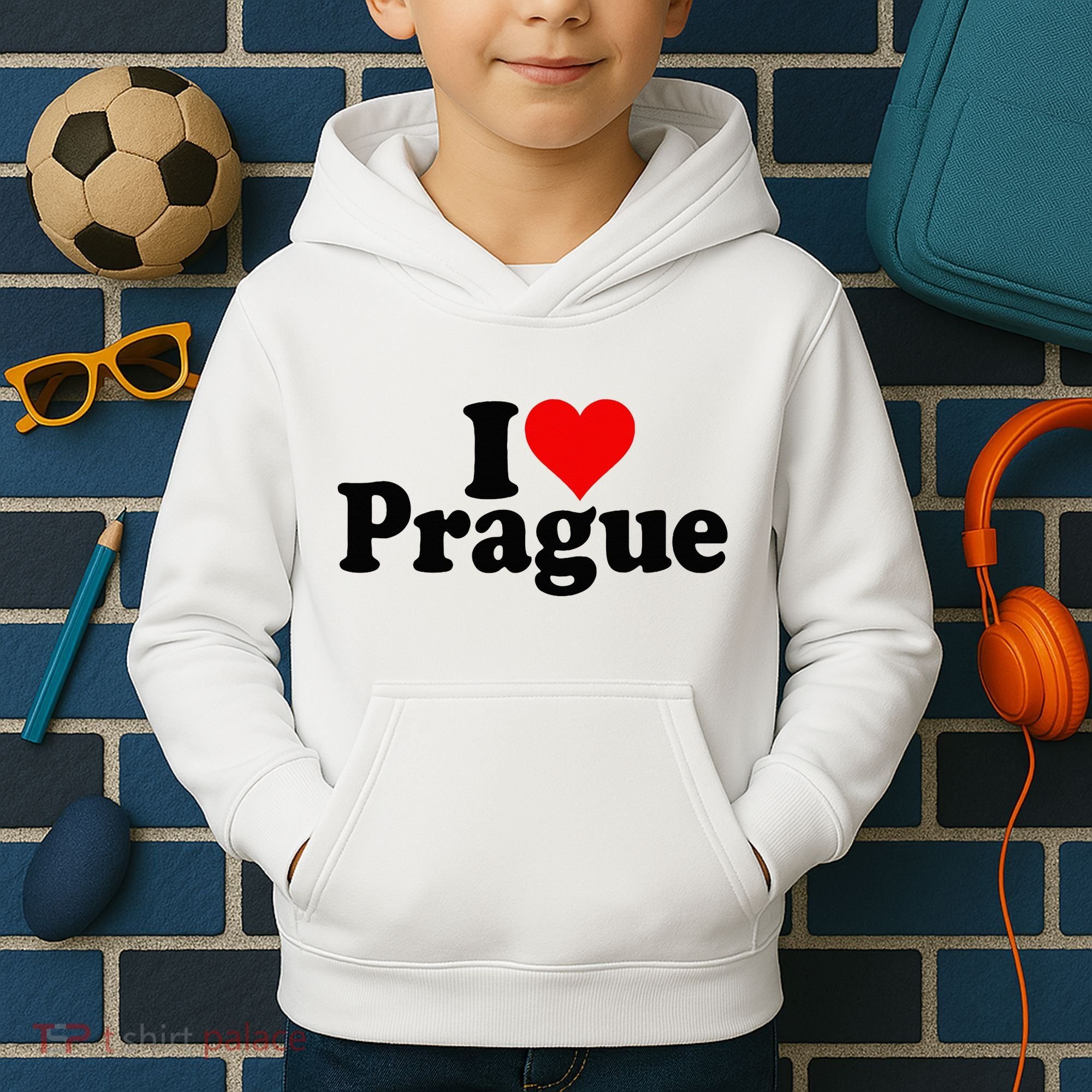 I Love Heart Prague Czech Republic Praha Kids Hoodie