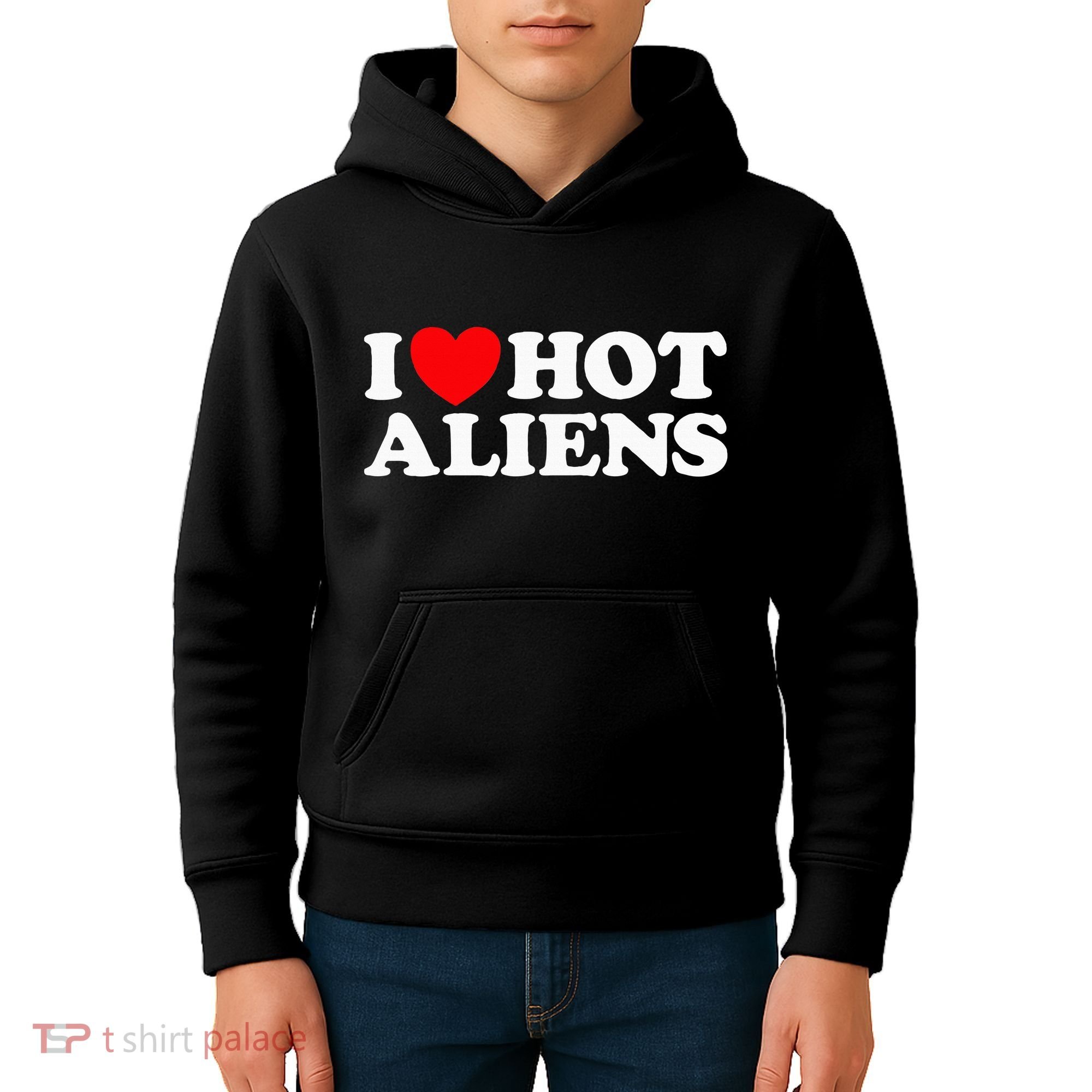 I Love Hot Aliens Funny Extraterrestrial Scifi Et Space Ufo Kids Hoodie