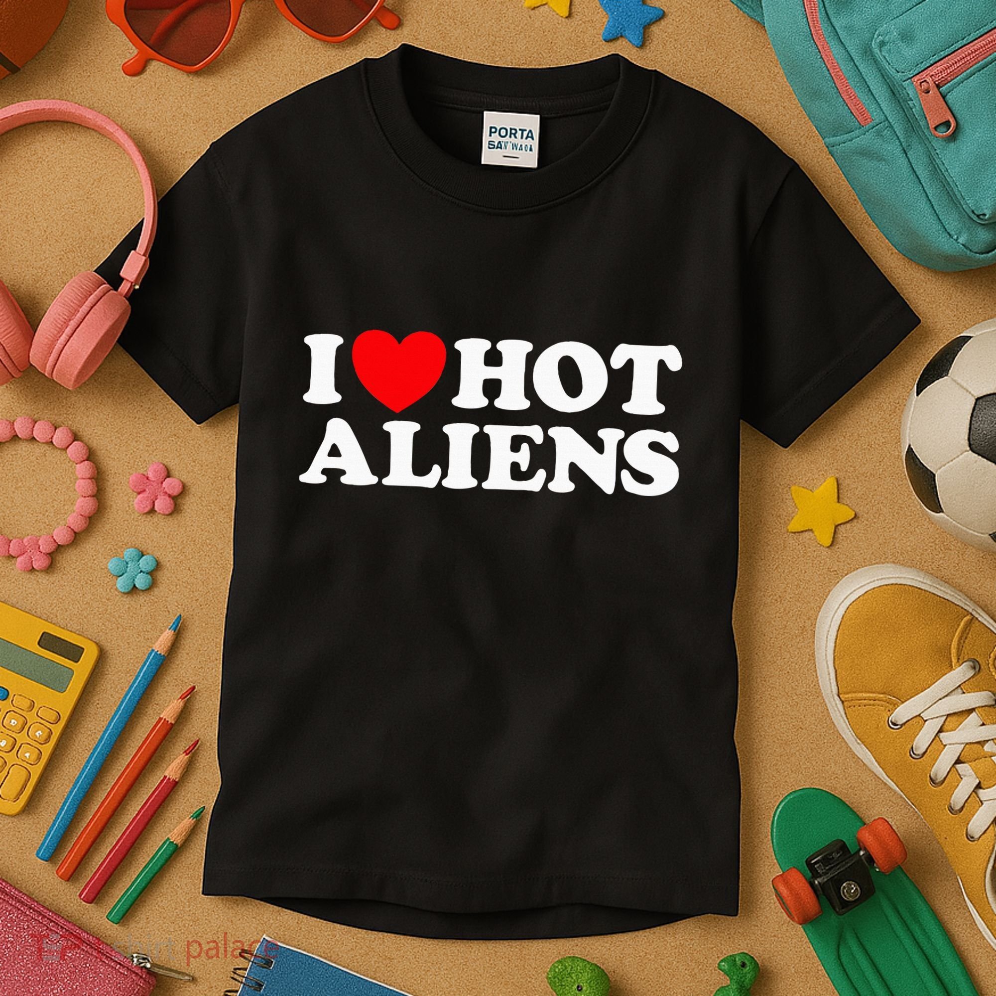 I Love Hot Aliens Funny Extraterrestrial Scifi Et Space Ufo Kids T-Shirt