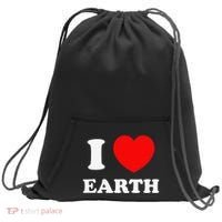 I Love Heart Earth World Earth Day Sweatshirt Cinch Pack Bag thumb 0