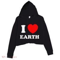 I Love Heart Earth World Earth Day Crop Fleece Hoodie thumb 0