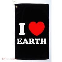 I Love Heart Earth World Earth Day Golf Towel thumb 0