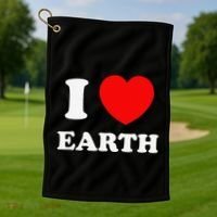 I Love Heart Earth World Earth Day Golf Towel thumb 1