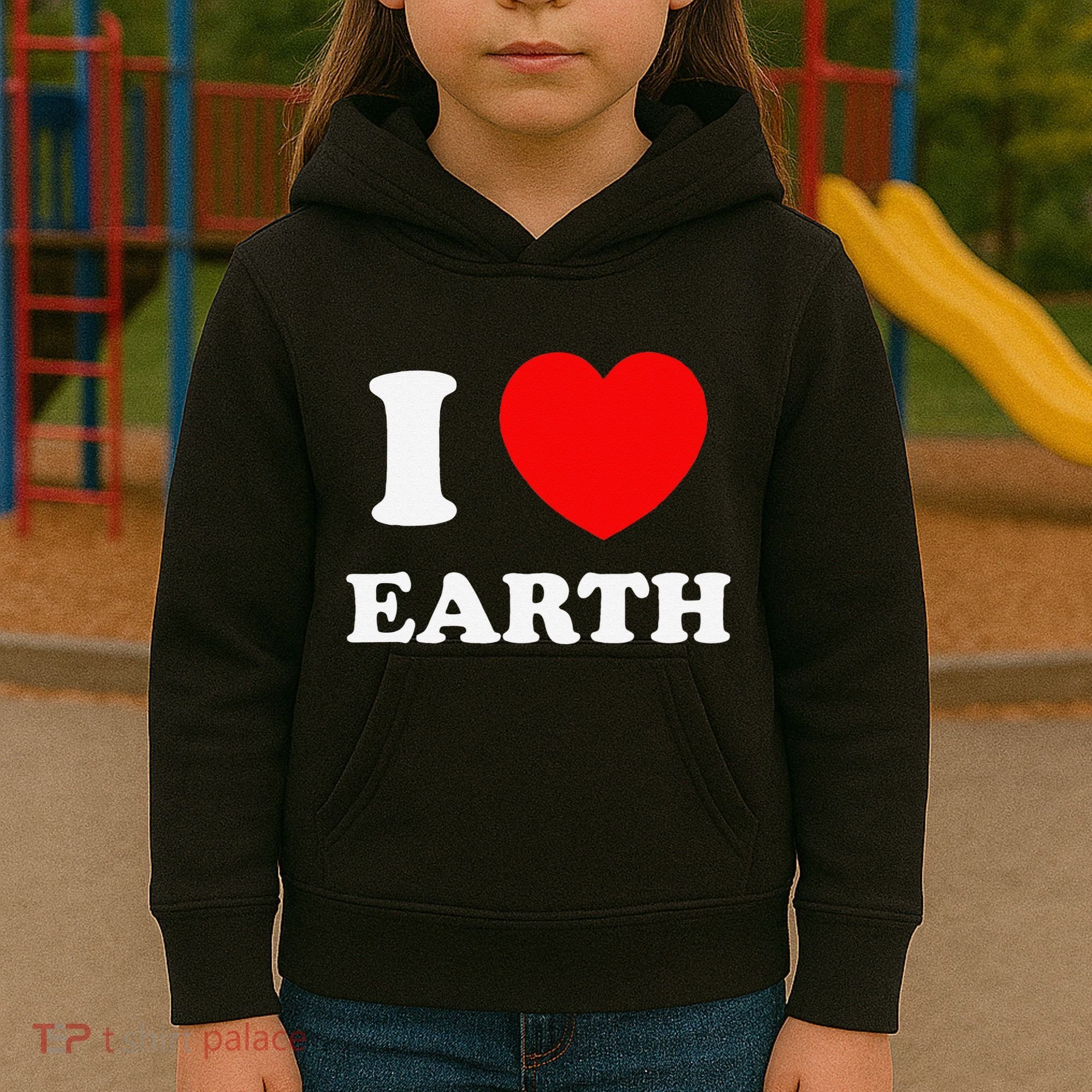 I Love Heart Earth World Earth Day Kids Hoodie