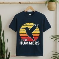 I Love Hummers Bird Vintage Sunset Colibri T-Shirt thumb 2