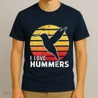 I Love Hummers Bird Vintage Sunset Colibri T-Shirt thumb 3