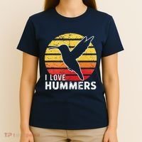 I Love Hummers Bird Vintage Sunset Colibri T-Shirt thumb 4