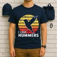 I Love Hummers Bird Vintage Sunset Colibri T-Shirt thumb 6