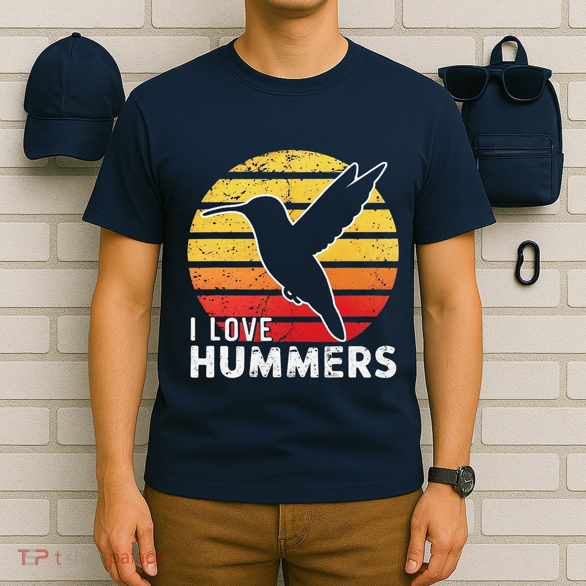 I Love Hummers Bird Vintage Sunset Colibri T-Shirt