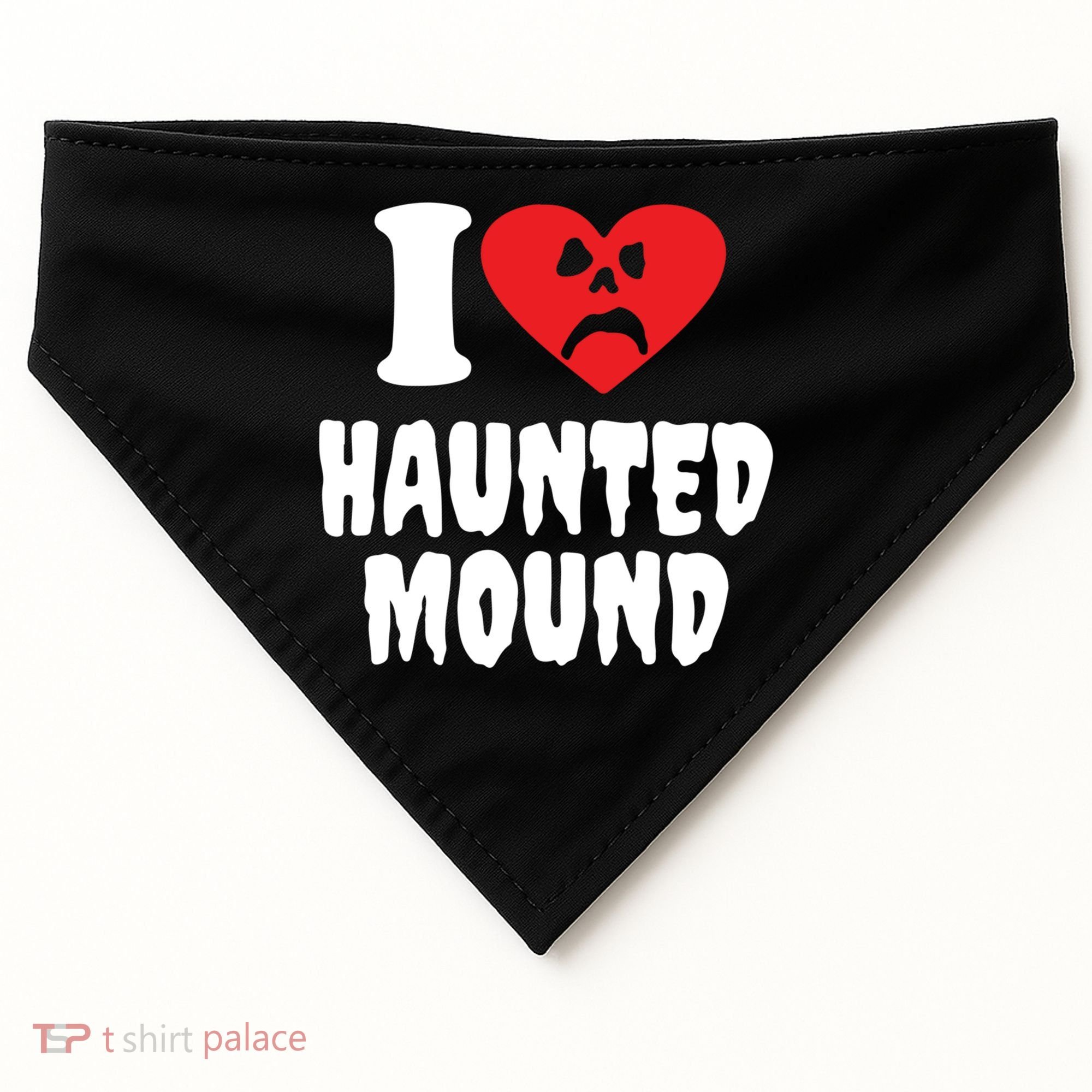 I Love Haunted Mound Cute Gift USA-Made Doggie Bandana