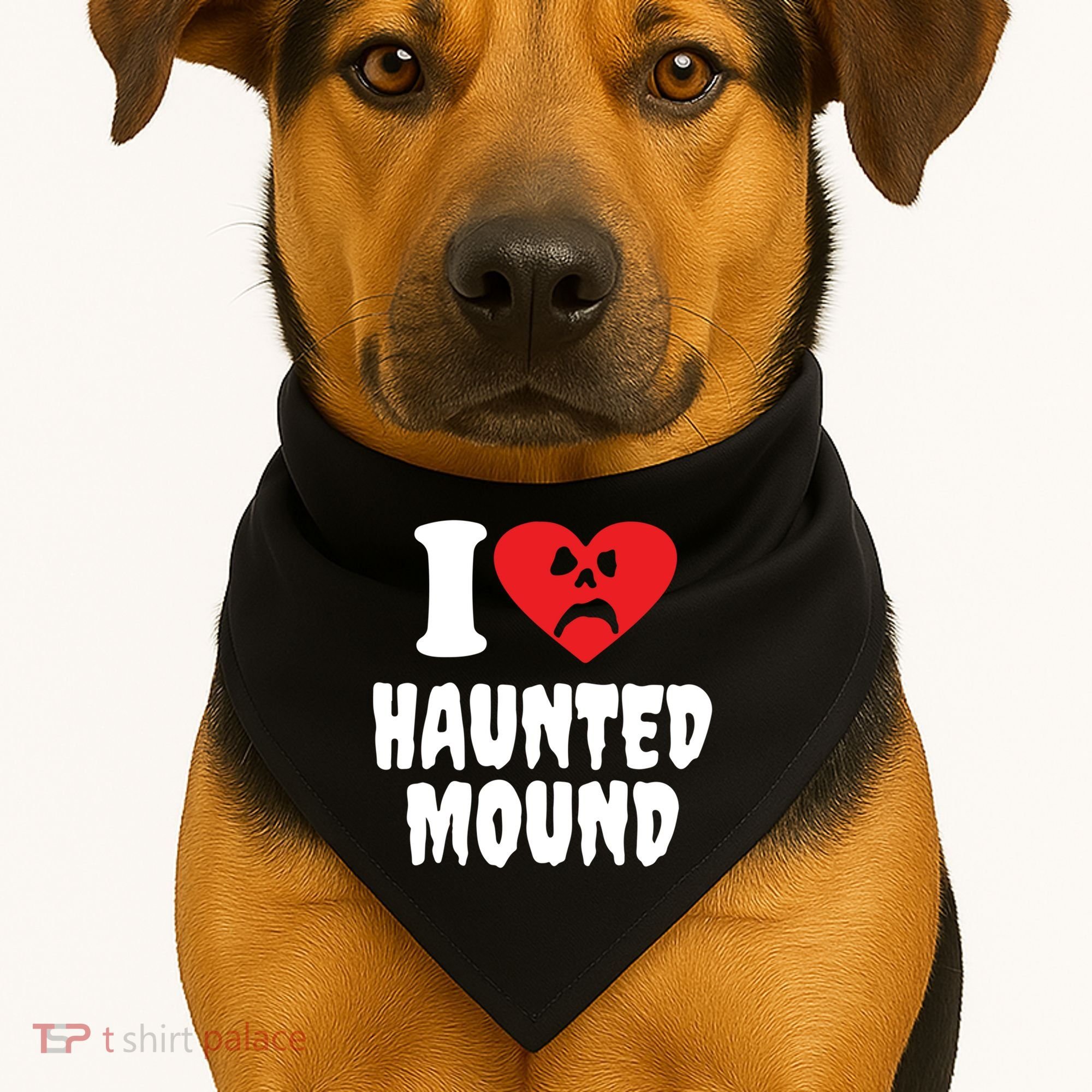 I Love Haunted Mound Cute Gift USA-Made Doggie Bandana
