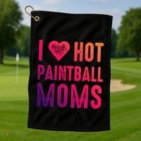 I Love Hot Paintball Moms Gift Golf Towel thumb 1