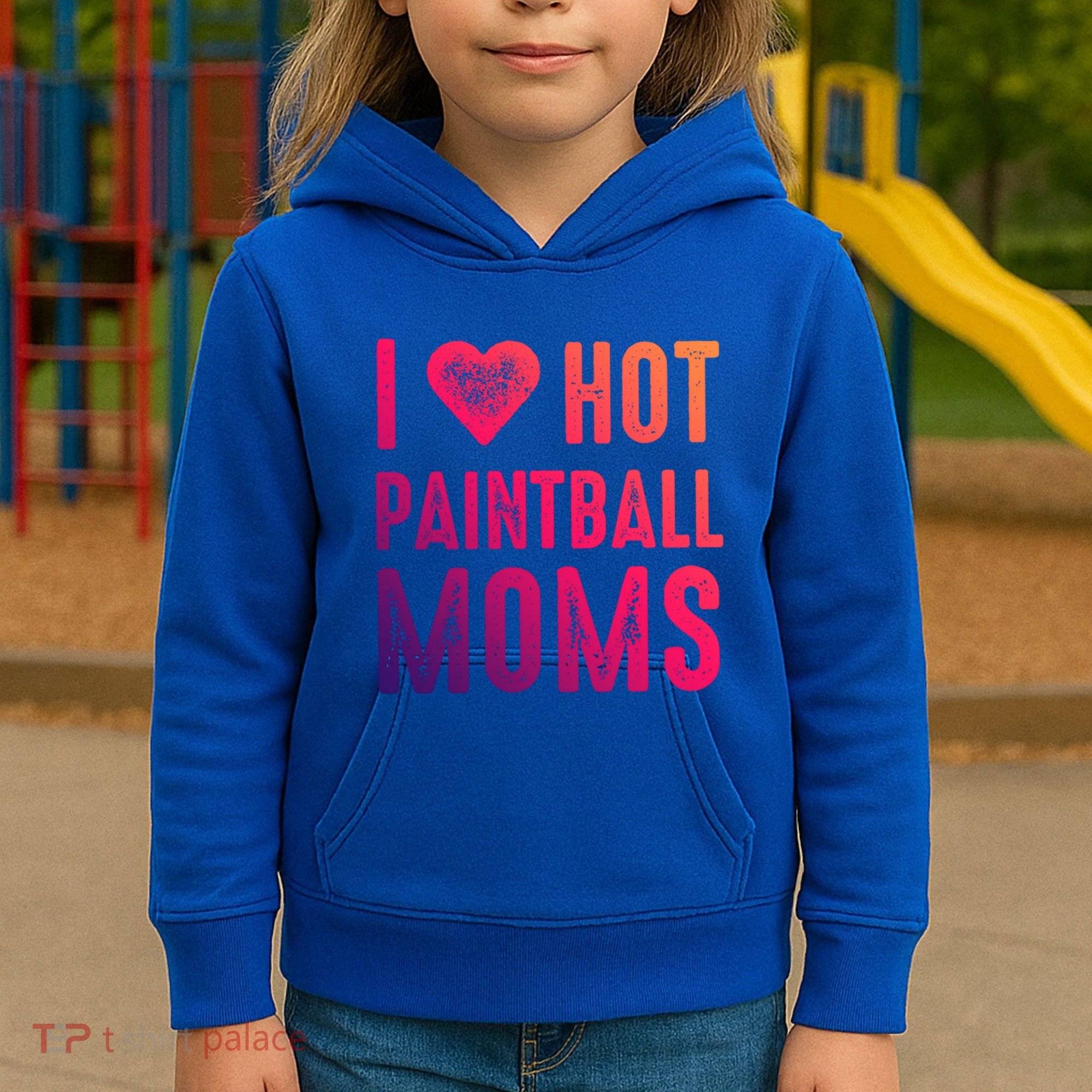 I Love Hot Paintball Moms Gift Kids Hoodie