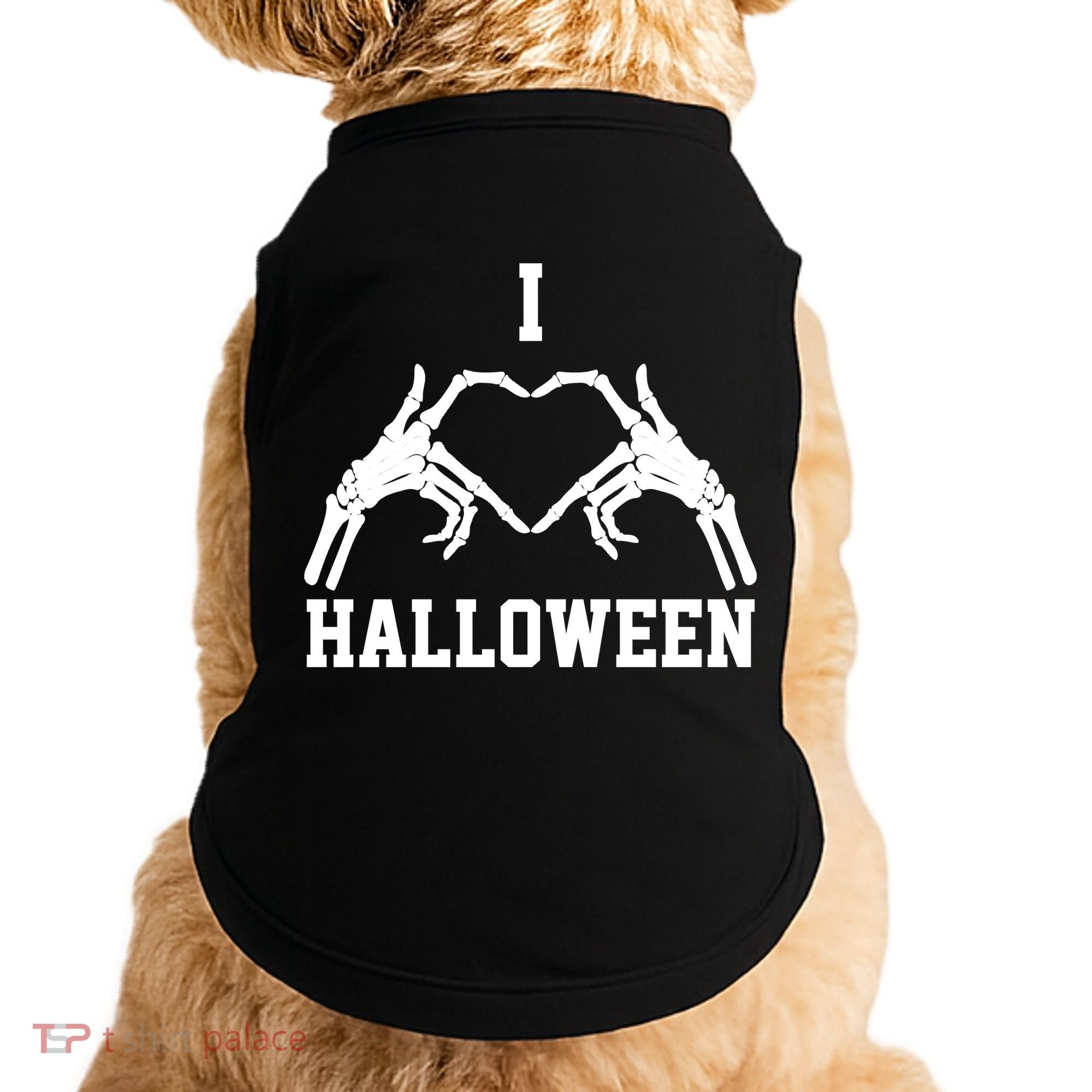I Love Halloween Skeleton Heart Doggie Tank