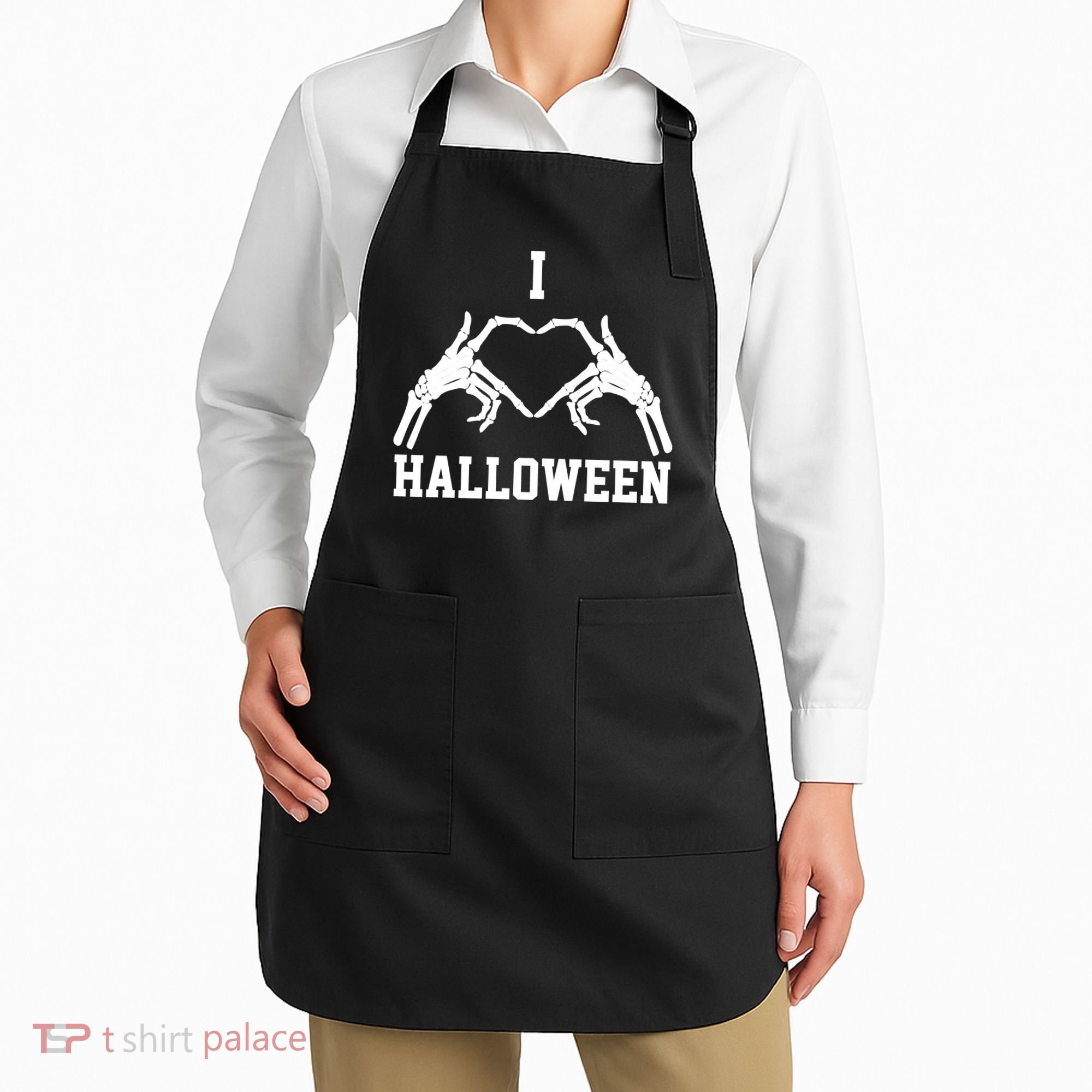 I Love Halloween Skeleton Heart Apron