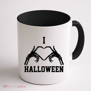 I Love Halloween Skeleton Heart Coffee Mug back