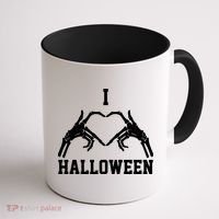 I Love Halloween Skeleton Heart Coffee Mug thumb 1