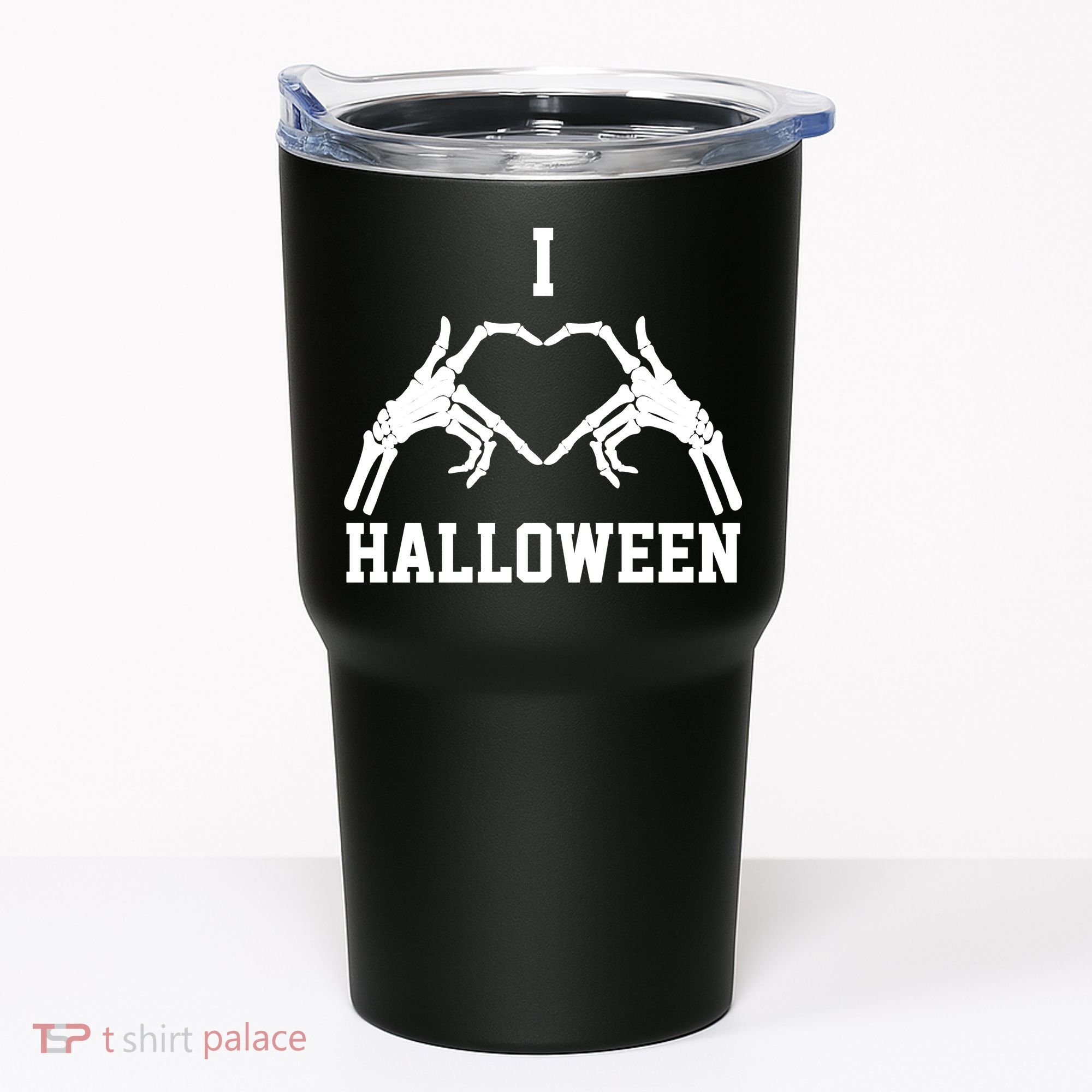 I Love Halloween Skeleton Heart Tumbler