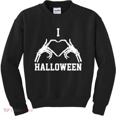 I Love Halloween Skeleton Heart Kids Sweatshirt