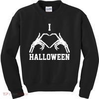 I Love Halloween Skeleton Heart Kids Sweatshirt thumb 0