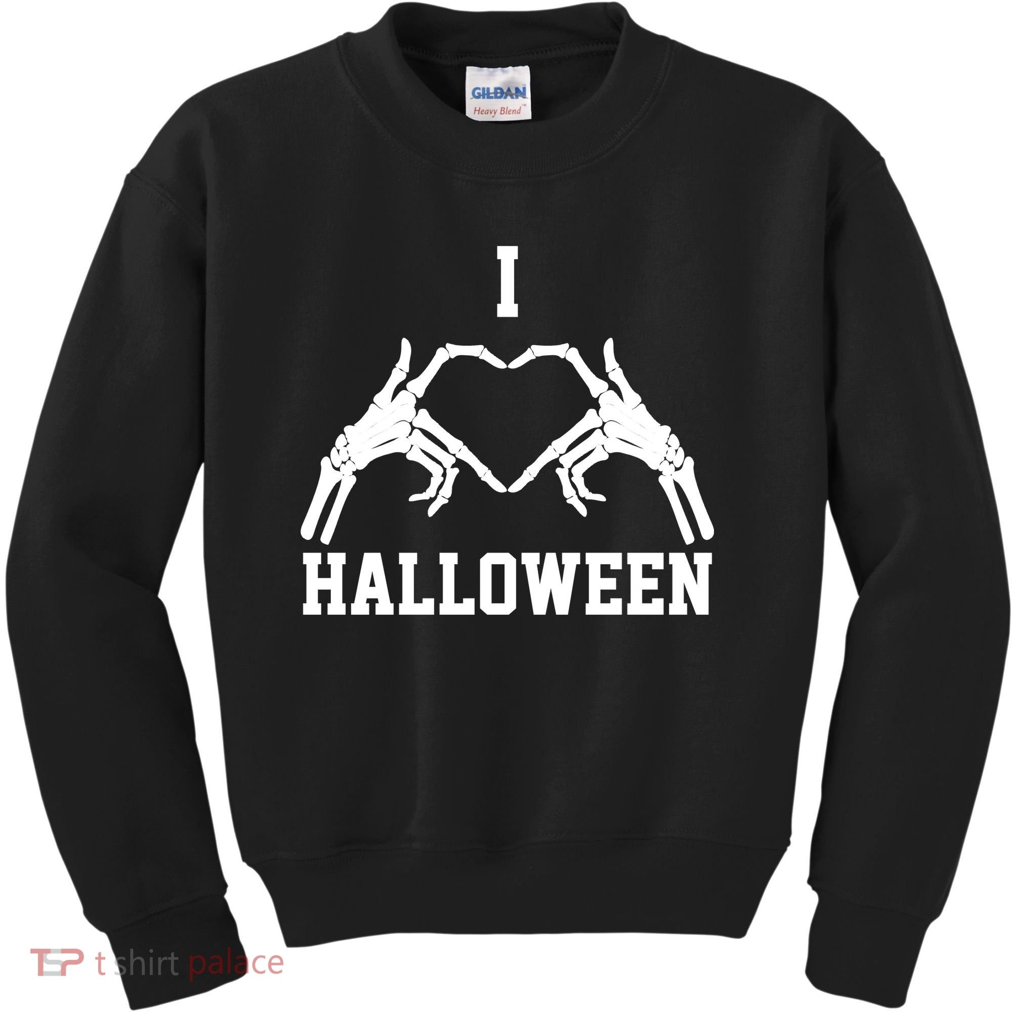 I Love Halloween Skeleton Heart Kids Sweatshirt
