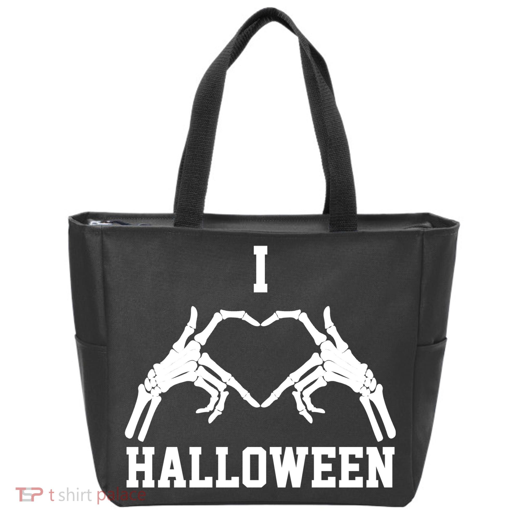 I Love Halloween Skeleton Heart Tote Bag