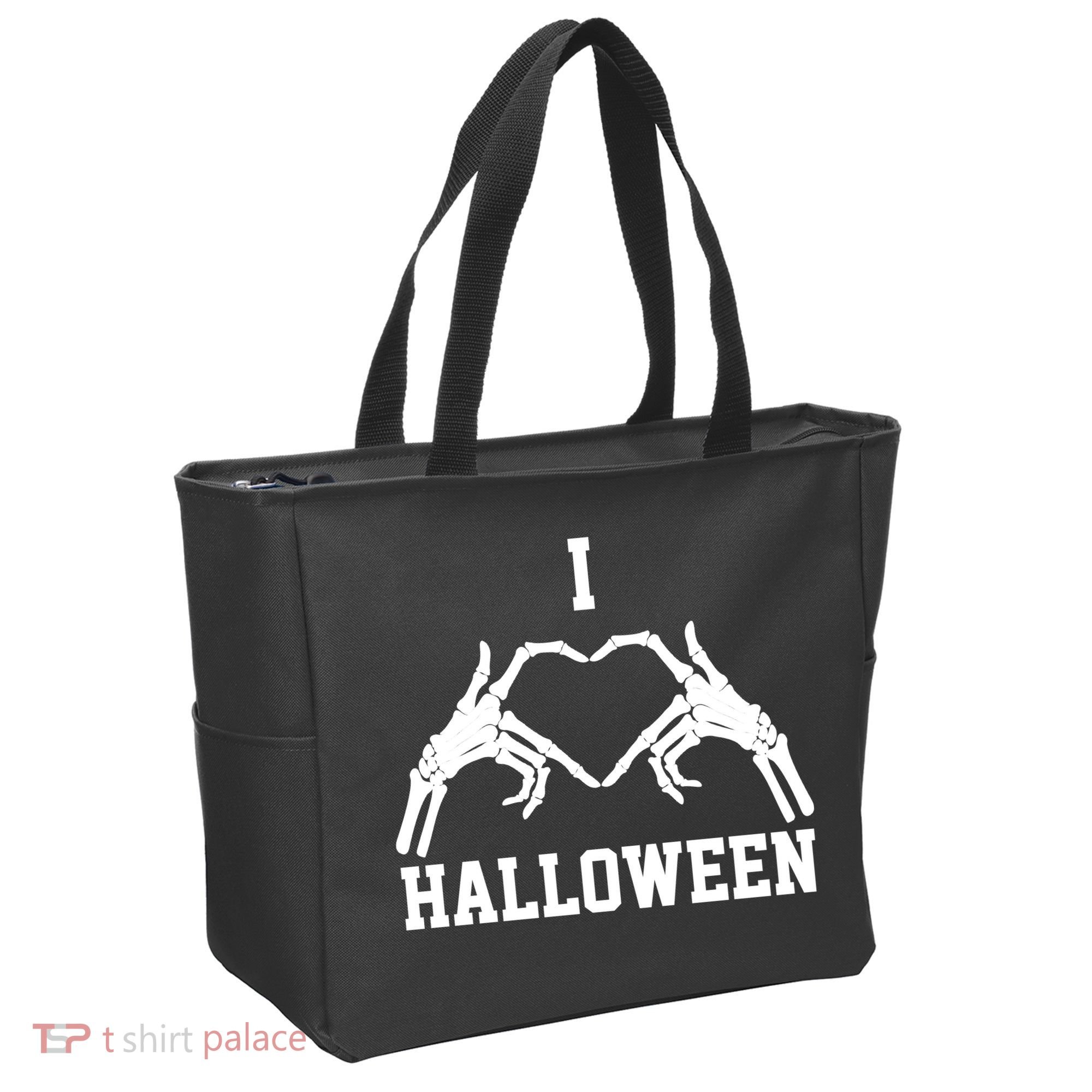 I Love Halloween Skeleton Heart Tote Bag