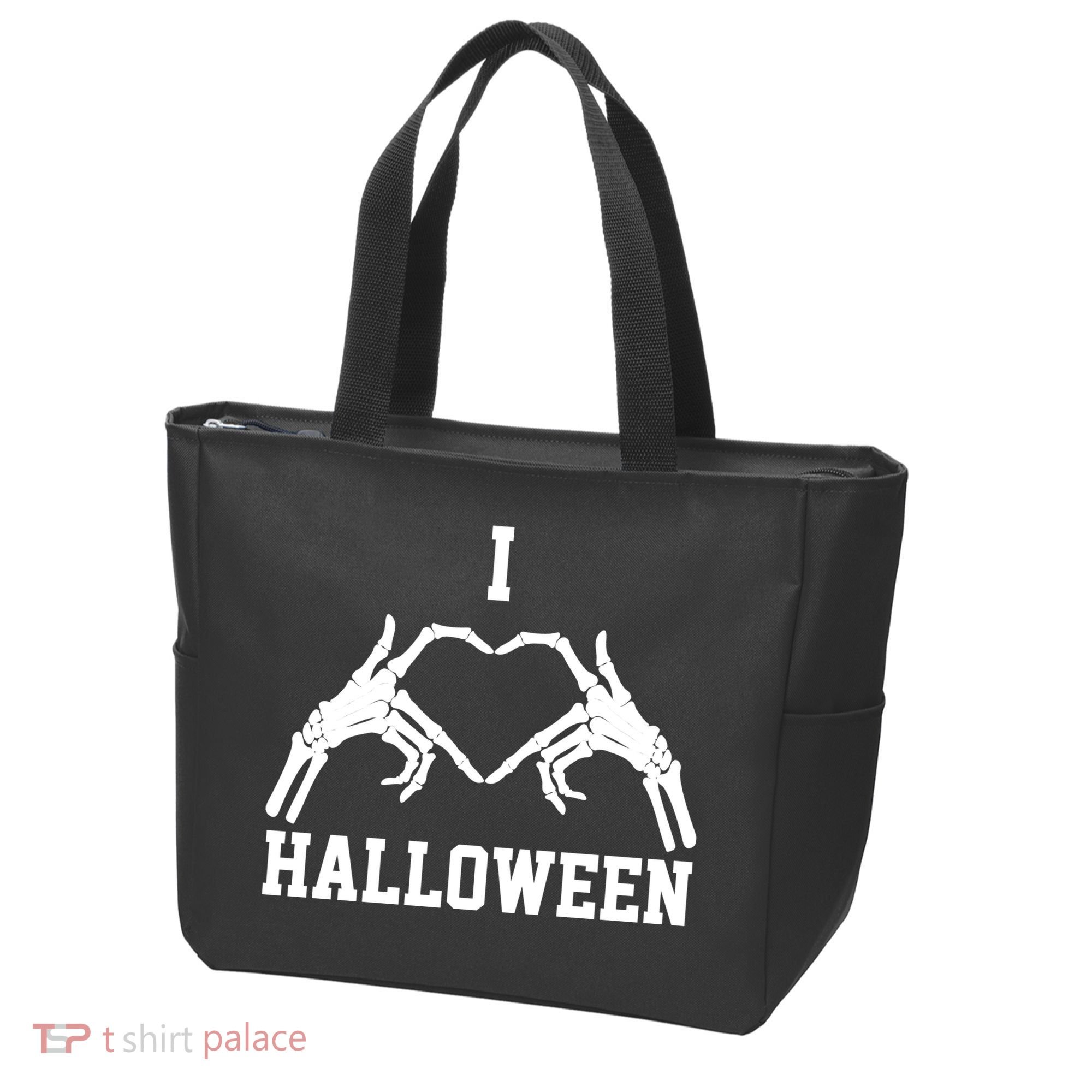 I Love Halloween Skeleton Heart Tote Bag